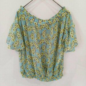 LowrysFarm Tops Chiffon Blouse Off Shoulder Floral Pattern